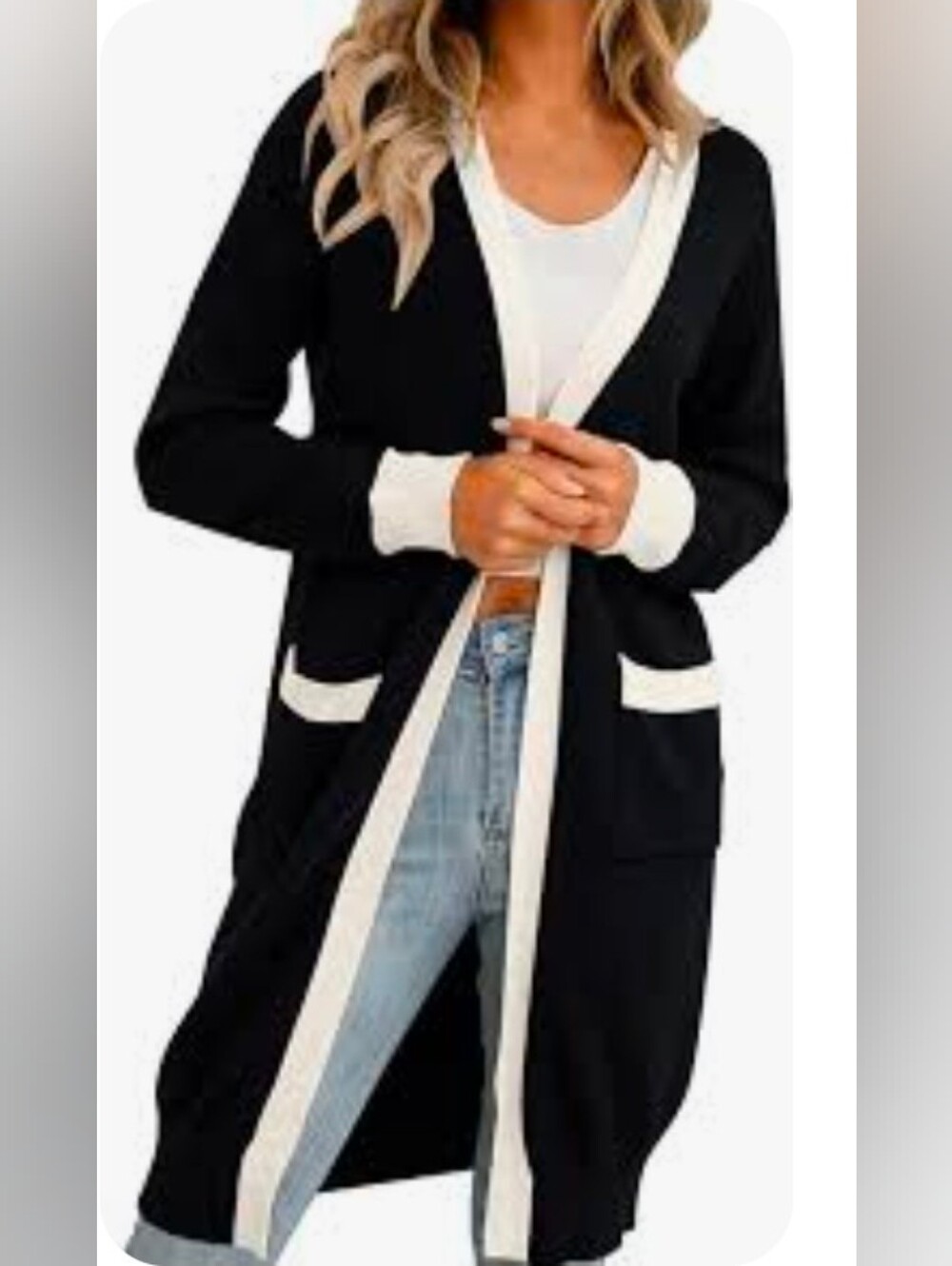 Vila Milano women's open-front cotton cardigan, size XL, black..